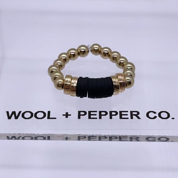 NWT Wool + Pepper Co. Black & Gold Stackable Ring - Picture 3 of 5